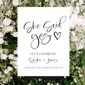 Editable Engagement Party Welcome Sign, She Said Yes Sign, Couple Engagement Poster, Engagement Party Decorations, Instant Download, CANVA