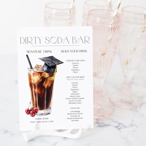 Dirty Soda Bar For Grad Party, Dirty Soda Bar Sign Printable, Editable Drink Menu for Graduation, Italian Soda Bar Party Drink Station Decor