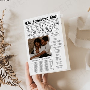 Wedding Newspaper Template Canva the Newlywed Post Foldable Wedding