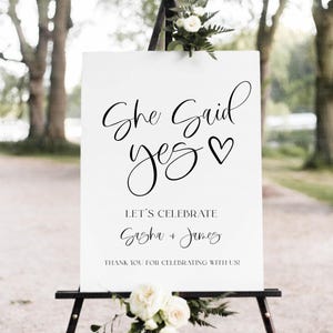 Modern Engagement Party Sign, Minimalist Welcome Sign Editable Engagement Welcome Sign She Said Yes Poster, Elegant She Said Yes Celebration