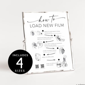 Instax Mini 11 Polaroid Instruction Sign | Camera Instructions | Wedding Photo Sign | How To Load New Film | INSTANT DOWNLOAD | SPmin08