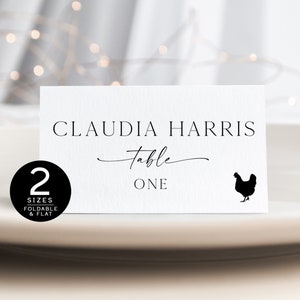 Printed Wedding Place Cards Meal Choice | Editable Table Placecard with Food Icon Template | Flat and Folded Printable Menu Card for Guests