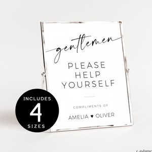Wedding Bathroom Sign Template | Wedding Bathroom Basket Sign | Gentlemen Room Sign Template | Modern Handwriting Bathroom Wedding Sign
