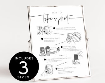 Instax Mini 9 Photo Guestbook Sign | How To Take A Photo Polaroid Instruction | Wedding Guests Camera Photo Sign | Printable Download SPM09