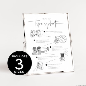 Instax Mini 9 Photo Guestbook Sign | How To Take A Photo Polaroid Instruction | Wedding Guests Camera Photo Sign | Printable Download SPM09