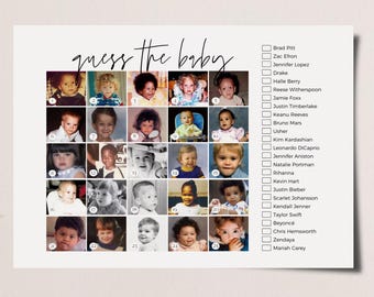 Who’s That Baby Printable, Fun Bridal Shower Games, Celebrity Baby Quiz, Guess the Celebrity Baby Shower Game, Instant Download, CANVA