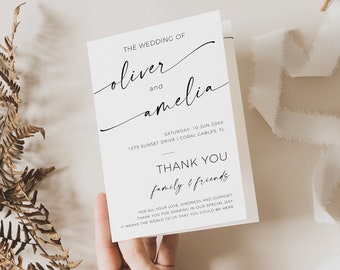 Affordable Wedding Programs | Editable Ceremony Program Foldable Template | Modern Minimalist Wedding Day Order Of Events Digital Download