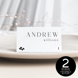 Modern Minimalist Place Card Template, Boho Wedding Place Cards Meal Choice, Editable Seating Cards, Printable Name Cards, Instant Download