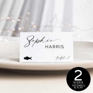 Wedding Place Card With Meal Choice, Editable Name Table Placecards with Food Icons, Templett Instant Download Template