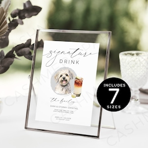 Custom Pet Signature Drink Sign, Dog Signature Drink Sign Pet Signature Cocktail Sign, Signature Drink Sign Template With Pet, Printable