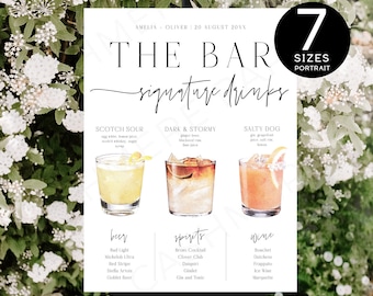 His Her Drink Sign For Wedding, Downloadable Wedding Drink Signs, His And Her Drink Sign For Wedding, Specialty Drink Sign For Wedding