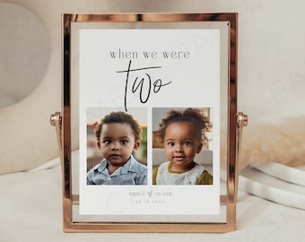 Table Numbers with Childhood Photo, Modern Wedding When We Were Editable Baby Ages Picture Table Signs Printable Template Digital Download