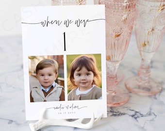 When We Were Age Table Numbers, Minimalist Wedding When We Were Childhood Ages Custom Photo Table Numbers Signs, Templett Digital Download