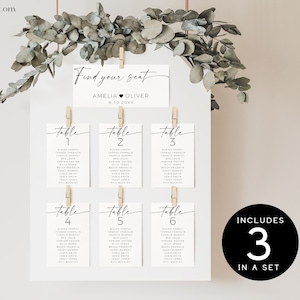 Wedding Seating Chart Layout, 4x6 Wedding Seating Chart Template, Downloadable Seating Name Labels Template, Modern Seat Plan Print Templett