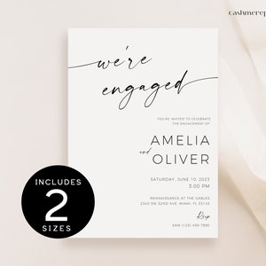 Minimalist Engagement Party Invite | Wedding Invitation Template | Modern Engagement Editable Printable | Couples Shower Instant Download