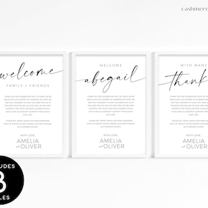 Wedding Welcome Bag Thank You Note, Editable Letter To Guests | Modern Minimalist Ceremony Order of Events Timeline Templates, TEMPLETT DIY