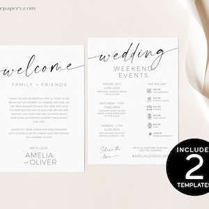 Wedding Welcome Letter Hotel | Modern Wedding Order of Events Editable Template | Timeline Itinerary Welcome Note DIGITAL DOWNLOAD