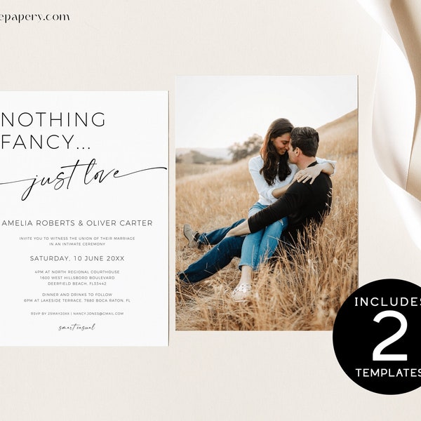 Civil Wedding Invitation | Intimate Wedding Invitation Template Editable |Nothing Fancy Invitation Printable Small Wedding |Photo Invitation