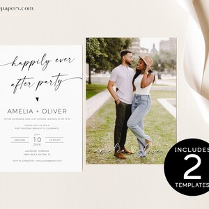 Happily Ever After Party Invitation Template, Editable After Party Wedding Invite, Elopement After Party Invitation, Digital Download, DIY