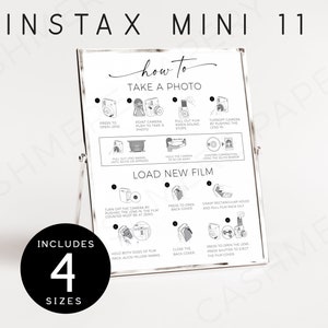 Instax Mini 11 Instructions for Wedding, How to Take Photo and How to Load Camera Instructions Sign, Guests Polaroid Table Signs Digital DIY