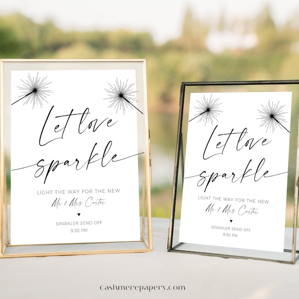 Sparkler Send Off Sign | Let Love Sparkle | Sparkle Send Off | Editable Table Top Sign | Edit With Templett | Wedding Sparklers Sign