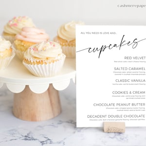 Minimalist Cupcake Menu Sign | All You Need is Love & Cupcakes | Modern Cupcake Menu Bar Sign | Modern Minimalist Wedding Dessert Sign SPM08