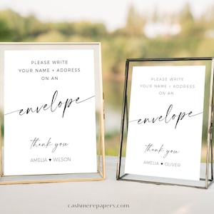 Please Write Your Name and Address on Envelope Sign | Custom Wedding Sign Printable Template | Minimalist Modern Wedding Signage | SPM08