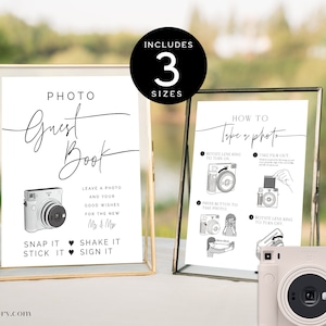 Instax Square SQ1 How to Take A Photo Polaroid Sign & Photo Guestbook Wedding Sign | Camera Instruction Wedding Signage | Templett DIY SPM09