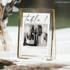 Photo Table Numbers |Digital Download | Modern Minimalist Table Numbers Printable|Table Number Cards |Add Your Image |Wedding Photo|4x6| 5x7