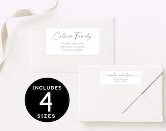 Wedding Address Labels Template | Envelope Addressing Printable DIY Return Recipient Label Template | Modern Guest Envelope Digital Download