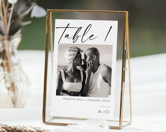 Photo Table Numbers |Digital Download | Modern Minimalist Table Numbers Printable|Table Number Cards |Add Your Image |Wedding Photo|4x6| 5x7