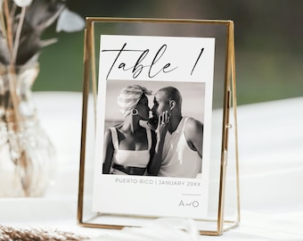 Photo Table Numbers |Digital Download | Modern Minimalist Table Numbers Printable|Table Number Cards |Add Your Image |Wedding Photo|4x6| 5x7