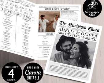 Infographic Wedding Program, Wedding Program Template, Ceremony Program
