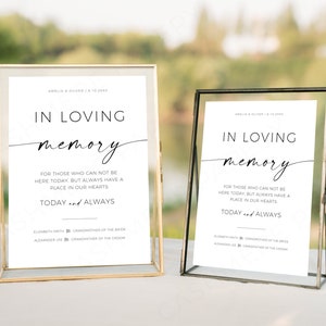 Editable In Remembrance Reserved Seat Sign, Loving Memory Chair Sign, Modern Photo Memorial Wedding Decor, Digital Download, Canva Template