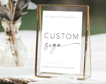 Custom Sign Template | Minimalist Wedding Sign Printable | Customizable Wedding Signage | Minimalist Shower Sign |  Fully Editable Sign