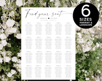 Wedding Seating Chart Template | Wedding Seating Chart Template Downloadable | Instant Download Seating Chart | Minimalist Seating