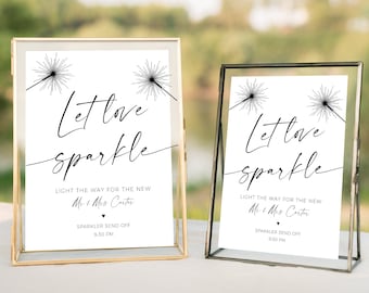Sparkler Send Off Sign | Let Love Sparkle | Sparkle Send Off | Editable Table Top Sign | Edit With Templett | Wedding Sparklers Sign
