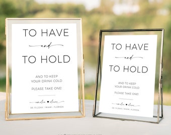 Minimalist Wedding Blanket Sign Template | To Have and To Hold And Keep Your Drink Cold | Modern Wedding Blanket Printable Download SPM08