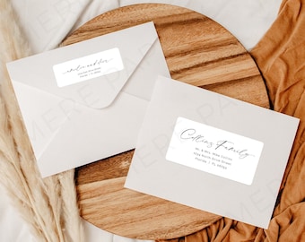 Clear Address Labels for Wedding Invitations | Minimalist Editable Return and Recipient Address Envelope Addressing Printable Template SPM10