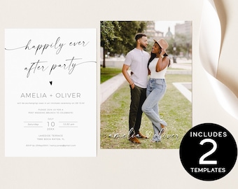 Printable Invitation Casual Wedding | Elopement After Party Invitation |Reception Elopement Party Invite with Photo | Reception Invitation