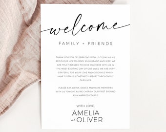 Template for Wedding Welcome Letter to Guests, Modern Destination Wedding Welcome Note & Order of Events Editable Template Instant Download