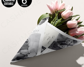 Bridesmaid Proposal Newspaper Flower Bouquet Wrap, Newspaper Bridesmaid Proposal Card Will You Be My Bridesmaid Modern Bridesmaid Card CANVA