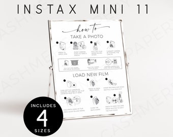 Camera Instructions Polaroid Guestbook Sign | Instax Mini 11 How to Take Photo and How to Load Sign | INSTANT Digital DOWNLOAD Templett DIY