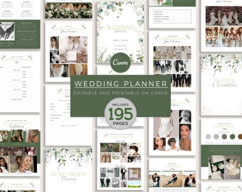 Wedding Day Binder Template, Customizable Wedding Planner Template, Wedding Planner Printable Canva, Editable Wedding Planner Template