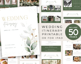 Wedding Itinerary Template Canva  | Wedding Party Timeline | Editable Wedding Timeline Schedule | Wedding Day Schedule  | Instant Download