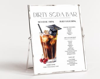 Printable Dirty Soda Bar Sign For Graduation Editable Dirty Soda Bar Menu Template Dirty Soda Bar Menu For Graduation Instant Download CANVA