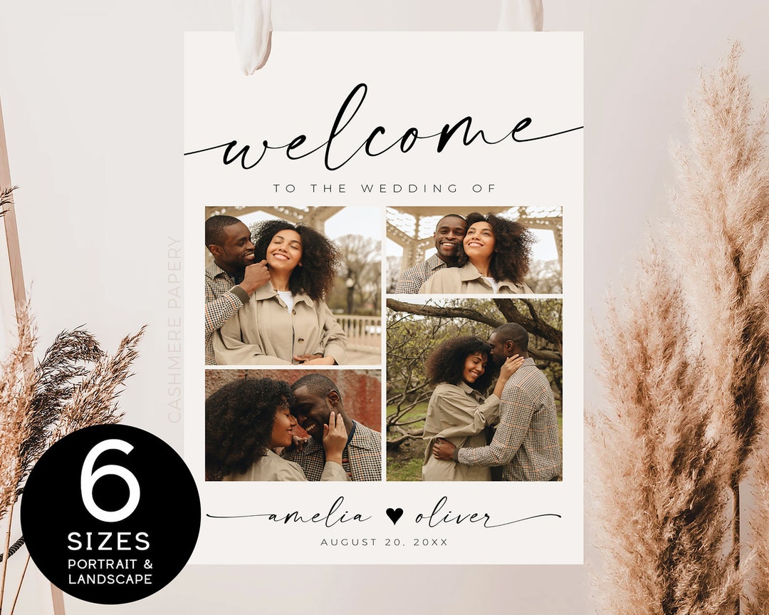 Modern Wedding Welcome Sign Template | Elegant Photo Reception ...
