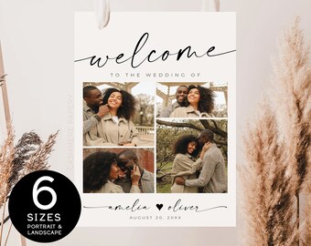 Modern Wedding Welcome Sign Template | Elegant Photo Reception Printable | Fully Editable DIY Design | Instant Digital Download