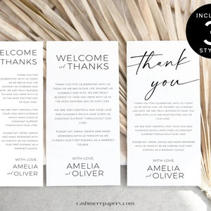 Modern Thank You Letter | Printable Thank You | Thank You Napkin Note | Wedding Napkin Note | Minimalist Place Setting Thank You | Editable