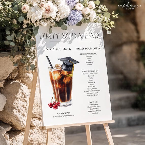 Printable Dirty Soda Bar Large Sign 24x36 For Graduation Editable Canva Template Digital Download